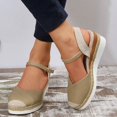thumbnail image 3 of Modisza Women Espadrilles Wedge Sandals Summer Casual Walking Sandal Closed Toe Arch Support Shoes with Buckles Ankle Strap Khaki Size 5.5, 3 of 8