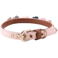 thumbnail image 3 of Collar de perro moda flor decoración collar ajustable Margarita flores mascotas collar pu cuero perro collares para perro pequeño gato perro, 3 of 8