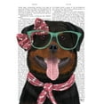 thumbnail image 2 of Fab Funky 12x14 Black Ornate Wood Framed with Double Matting Museum Art Print Titled - Rottweiler with Glasses and Scarf, 2 of 4