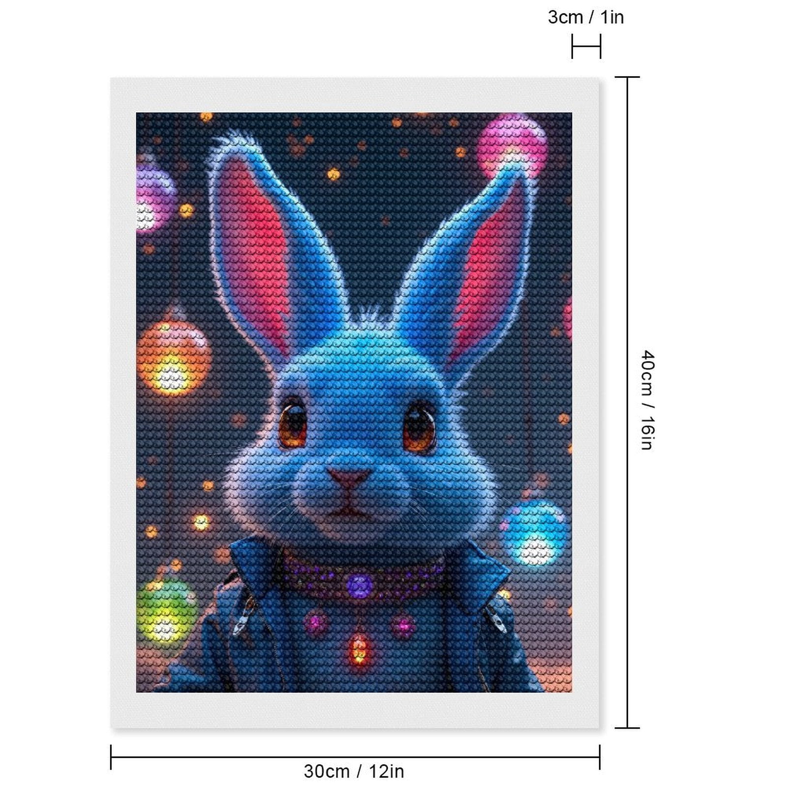 Diamond Art Kits for Adults, Blue Bunny Neon Lights Jacket 5D Diamond Painting Kits for Adults Beginners, DIY Full Drill Diamond Painting, Gem Art and Crafts 12x16