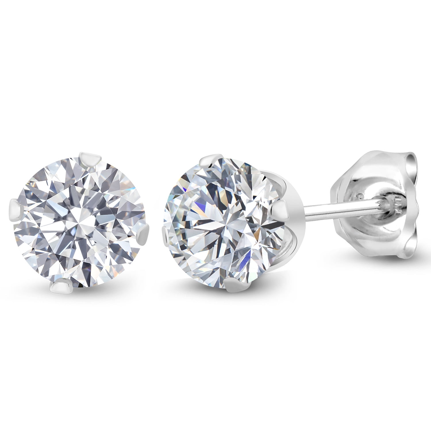 Gem Stone King 1.00 Cttw Round Lab Grown Diamond Stud Earrings for Women Men | 925 Sterling Silver