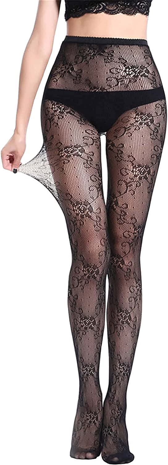 SHEIN Women's Patterned Tights Fishnet Floral Stockings Pantyhose Stockings  Leggings 