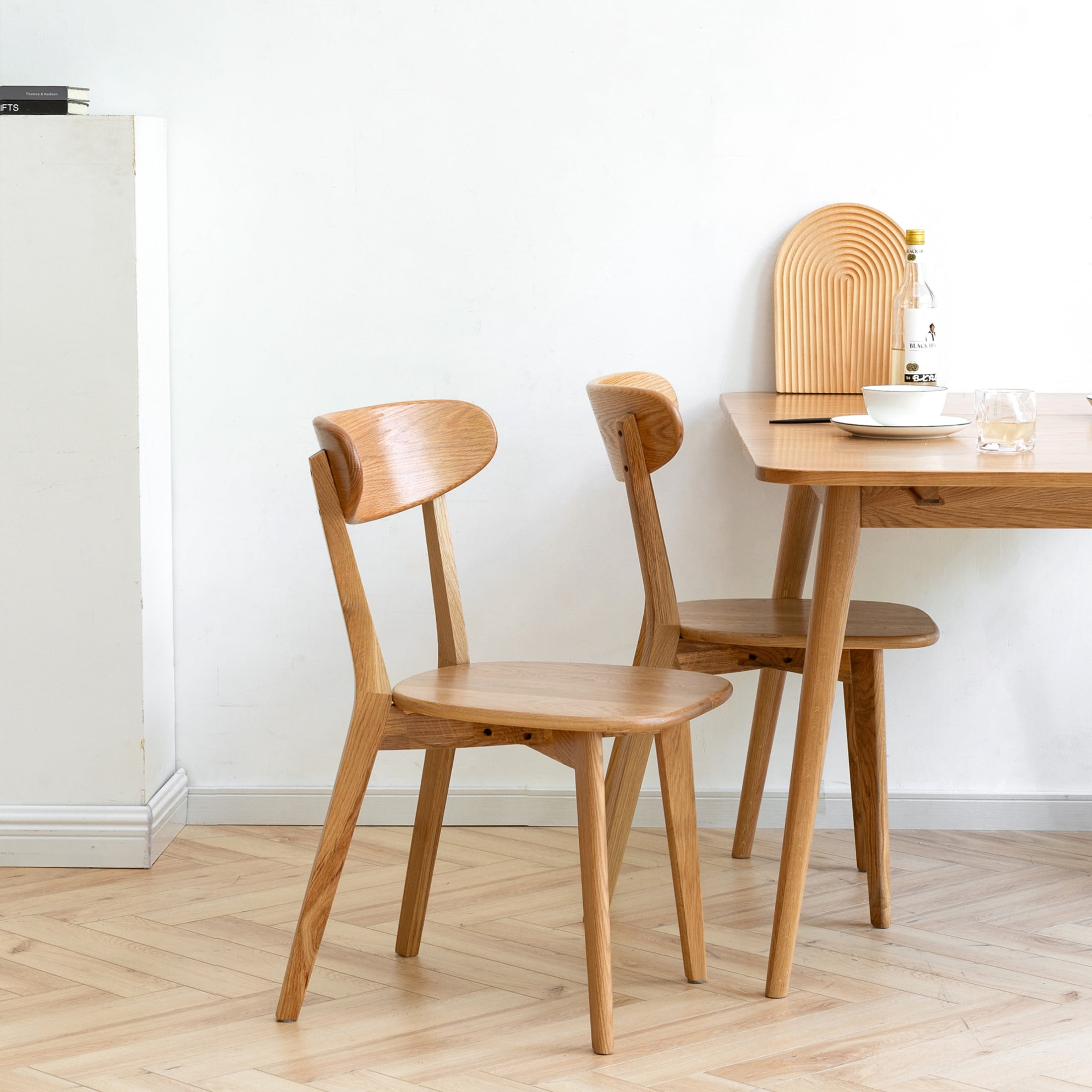 Noble House 46.5 x 54 x 80cm Dining Chair, Solid FAS Grade Oak Wood, Natural North American Hardwood, Simple Wooden Dining or Living Room Chair, Durable and Dirt-Free Design, Oak