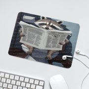 Cute Rectangle Gaming Mouse Pad, Funny Mouse Mat for Computer Desk Laptop Office Home Gaming Working Computers, Raccoon Reading News, Gift for Christmas 8x10 Inch
