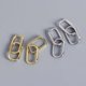 thumbnail image 3 of 2 pares de aretes desmontables de metal simples de estilo ovalado geométrico dorado + plateado, 3 of 5