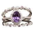 thumbnail image 1 of Anillo de piedras preciosas para mujeres Vintage Set de 3 anillos Joyería hecha a mano de moda Delicado envoltura flexible y adaptarse a todos los dedos, 1 of 4