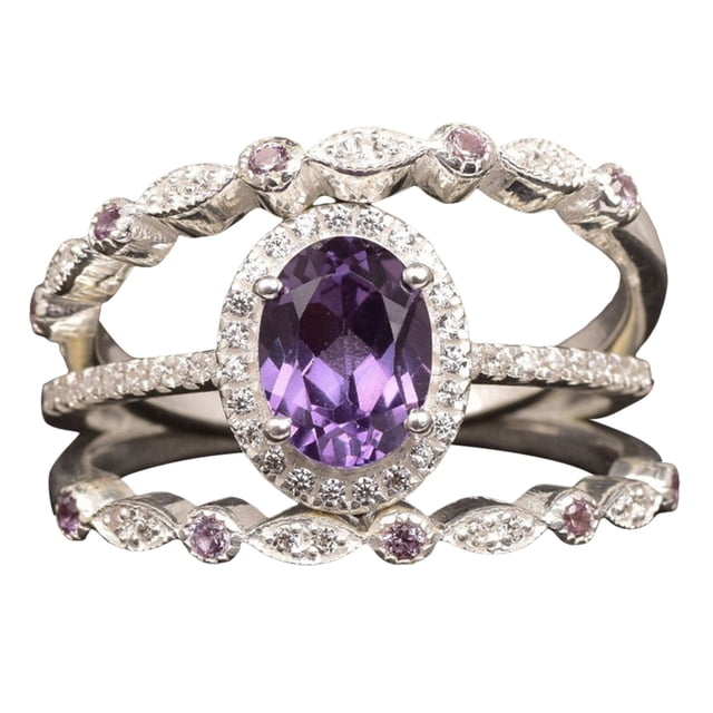 Anillo de piedras preciosas para mujeres Vintage Set de 3 anillos Joyería hecha a mano de moda Delicado envoltura flexible y adaptarse a todos los dedos