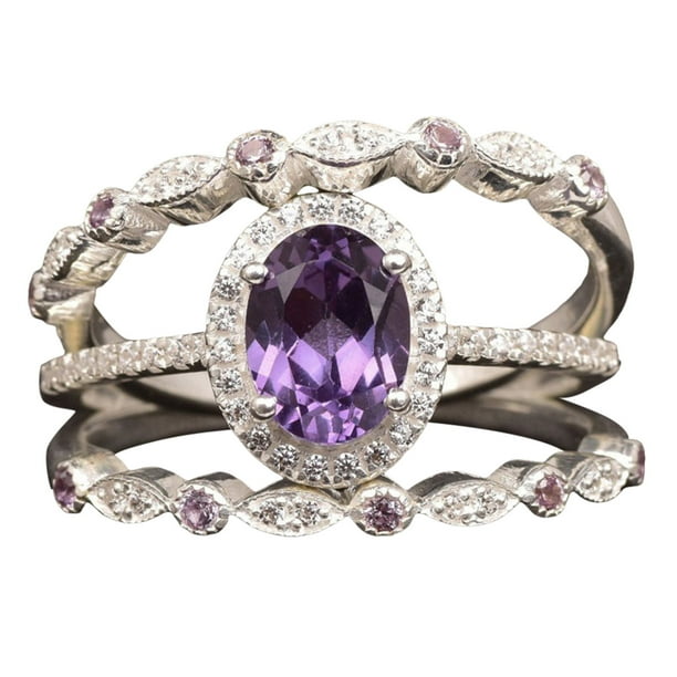 Anillo de piedras preciosas para mujeres Vintage Set de 3 anillos Joyería hecha a mano de moda Delicado envoltura flexible y adaptarse a todos los dedos