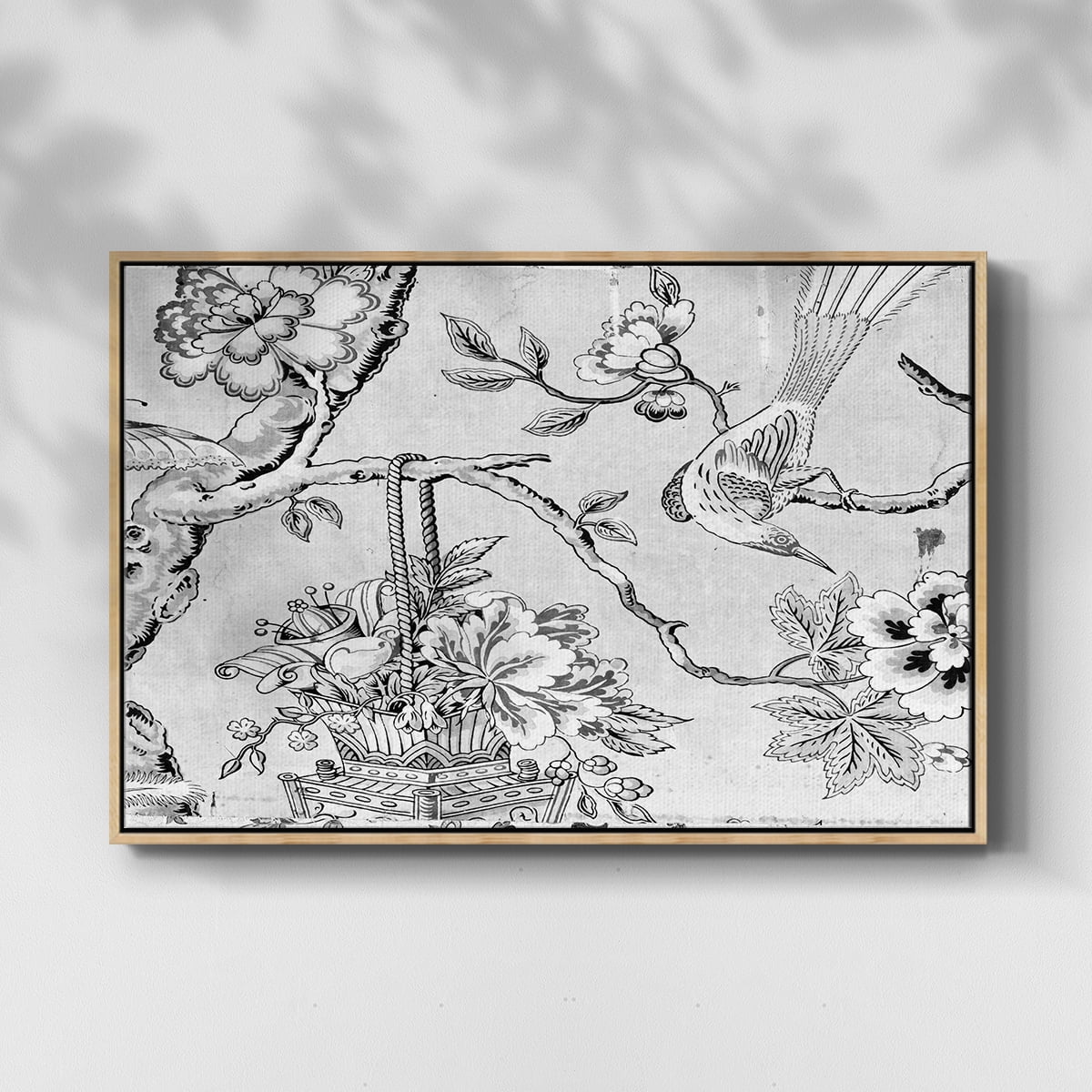 Vintage Abstract Print-XIX Framed in Natural Wood Wood Gallery Wrapped Canvas 17 in. x 25 in.