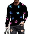 thumbnail image 5 of Ceisia Men's Colorful Glitter Paw Print T-Shirt | Slim Long-Sleeve Crewneck Casual Top Gift, 5 of 5