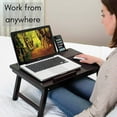 thumbnail image 5 of Bilot Laptop Bed Tray with Storage Drawer and Tilt Surface | Folding Legs and Mouse Pad | Fits Laptops Up to 15" | Slot for Up to 9.6" | Phones Up to 4" | Espresso, 5 of 8