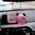 thumbnail image 4 of Pair Of Retro Square Mirror Hanging Couple Fuzzy Plush Dice With Dots For Car, 4 of 4