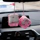 thumbnail image 4 of Pair Of Retro Square Mirror Hanging Couple Fuzzy Plush Dice With Dots For Car, 4 of 4