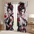 thumbnail image 3 of Feelyou Ancient Tokyo Geisha Black Out Curtains, Red Cherry Blossoms Curtains Pack of 2 (42x63 Each), Japanese Anime Style Bedroom Curtains, Blackout Curtains Room Decor, 3 of 7