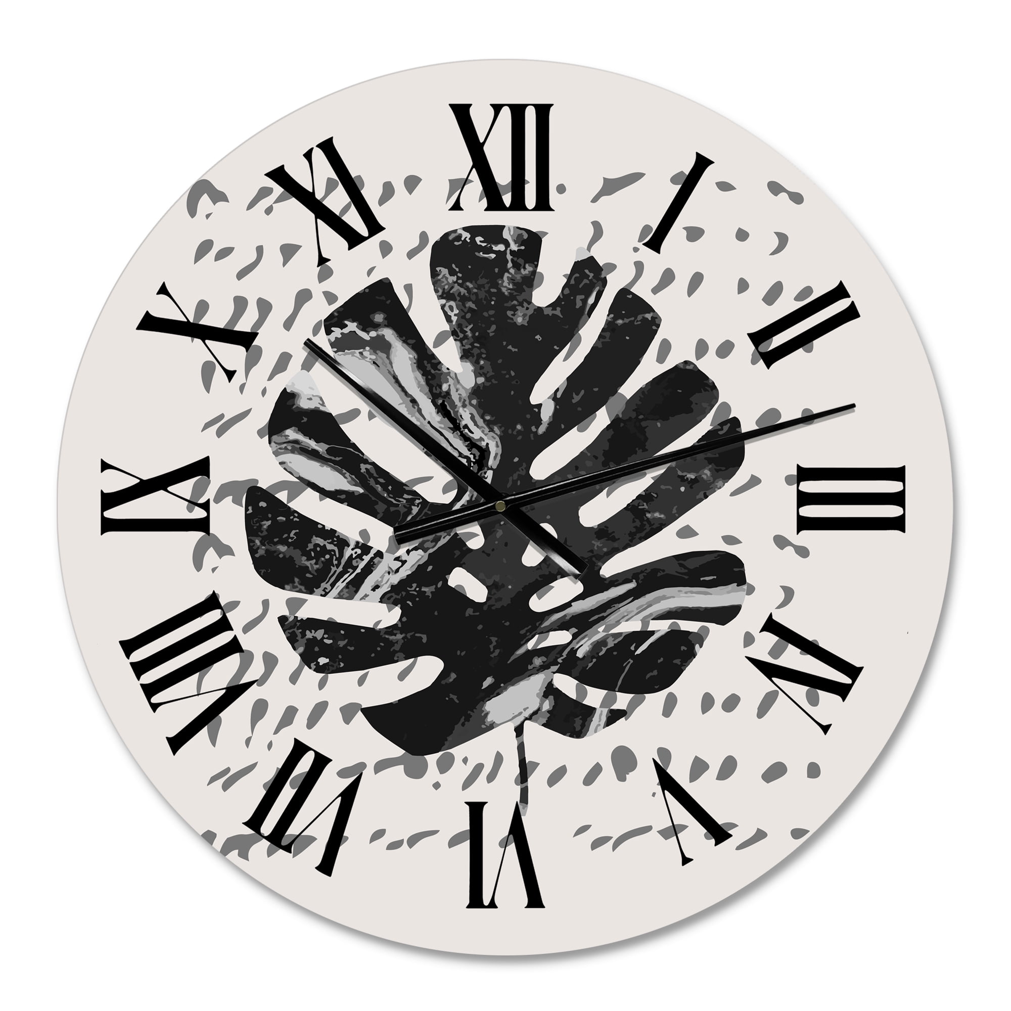 Designart 'Minimal Tropical Palm Leaf On Grunge Texture' Tropical Wall Clock