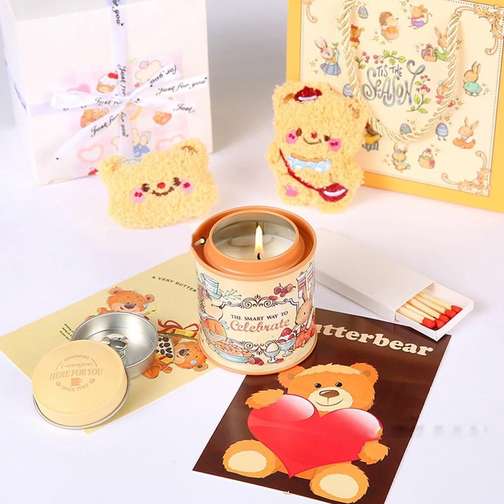 Unique Scented Candle Decorative Aromatic Candle with Cartoon Bear Dolls and Greeting Card Wedding Birthday Party