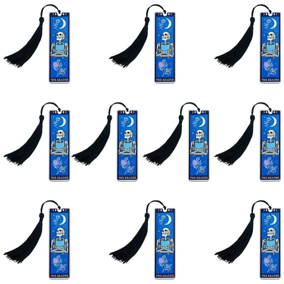 10 Pcs Skeleton Bookmarks Skull Bookmarks with Tassels Reading Bookmarks Gothic Page Marker for Reading