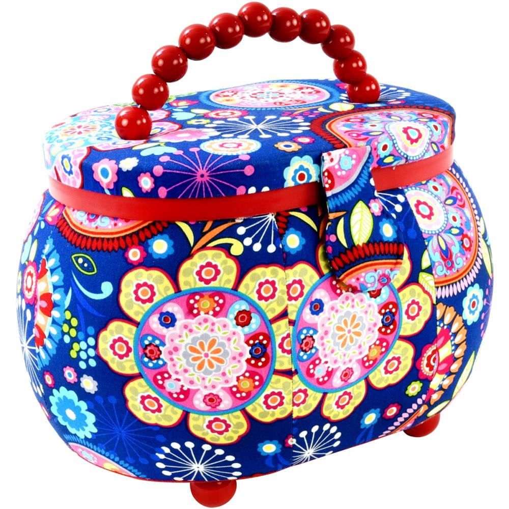 Sewing Basket Oval9.5"X6.75"X7.25" Funky Floral Print