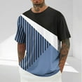 thumbnail image 2 of Jinhomg Casual Tee Shirts for Men 2025 Trendy Color Block Geometric Print T-Shirt Big and Tall Comfy Short Sleeve Crew Neck Tops Daily Wear 2025 Saving Blue XXL, 2 of 6