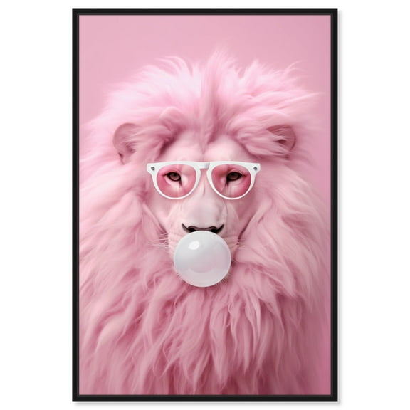 Majestic Bubblegum Lion Canvas Fashion Prints by Art Remedy, Black Frame, 10" x 15"