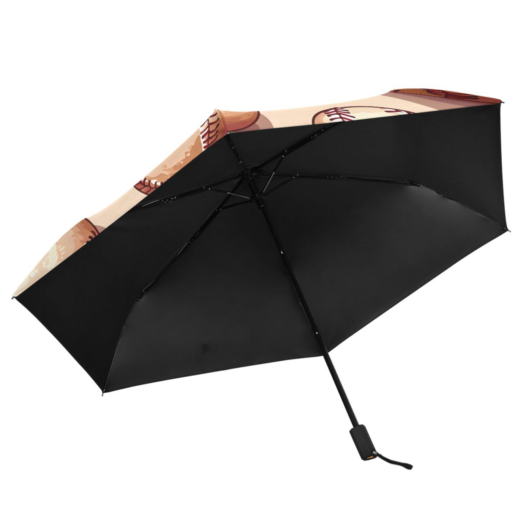 ALAZA Retro Baseballs UPF 50+ Compact Folding Umbrella for Rain Travel Umbrella Packable