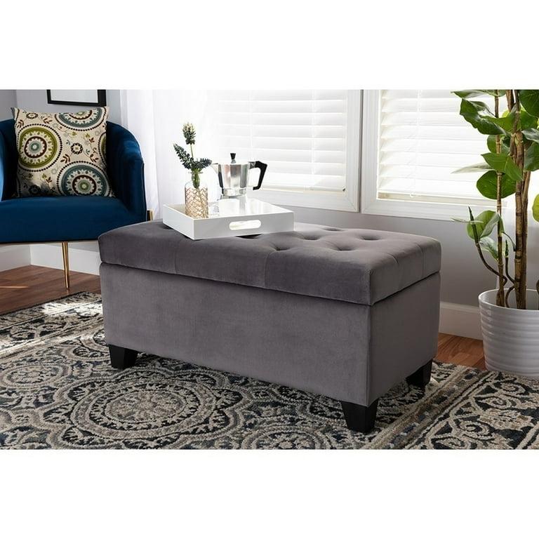Baxton studio michaela modern and contemporary grey fabric upholstered storage ottoman discount