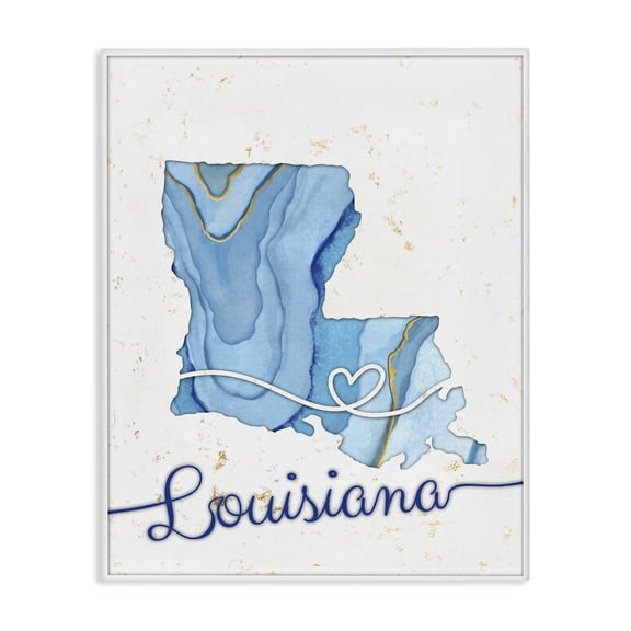 Stupell Industries Contemporary Louisiana Agate Blue US State Design Canvas Art, 16 x 20, by Ziwei Li