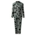 thumbnail image 4 of Noarlalf Womens Pajamas Pajama Set Women Casual Lapel Button Peach Plaid Print Two Piece Long Sleeve Pajamas Pajamas Suit Pajamas for Women Grey M, 4 of 8