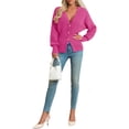 thumbnail image 3 of Deep V-neck Women Solid Button Down Slim Knit Cardigan Coat Sweater, 3 of 5