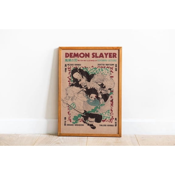 Demon Hunting Theme Anime Style Character Artwork Traditional Pattern Aesthetic Wall Decor Poster Size 24x36 Unframed Poster