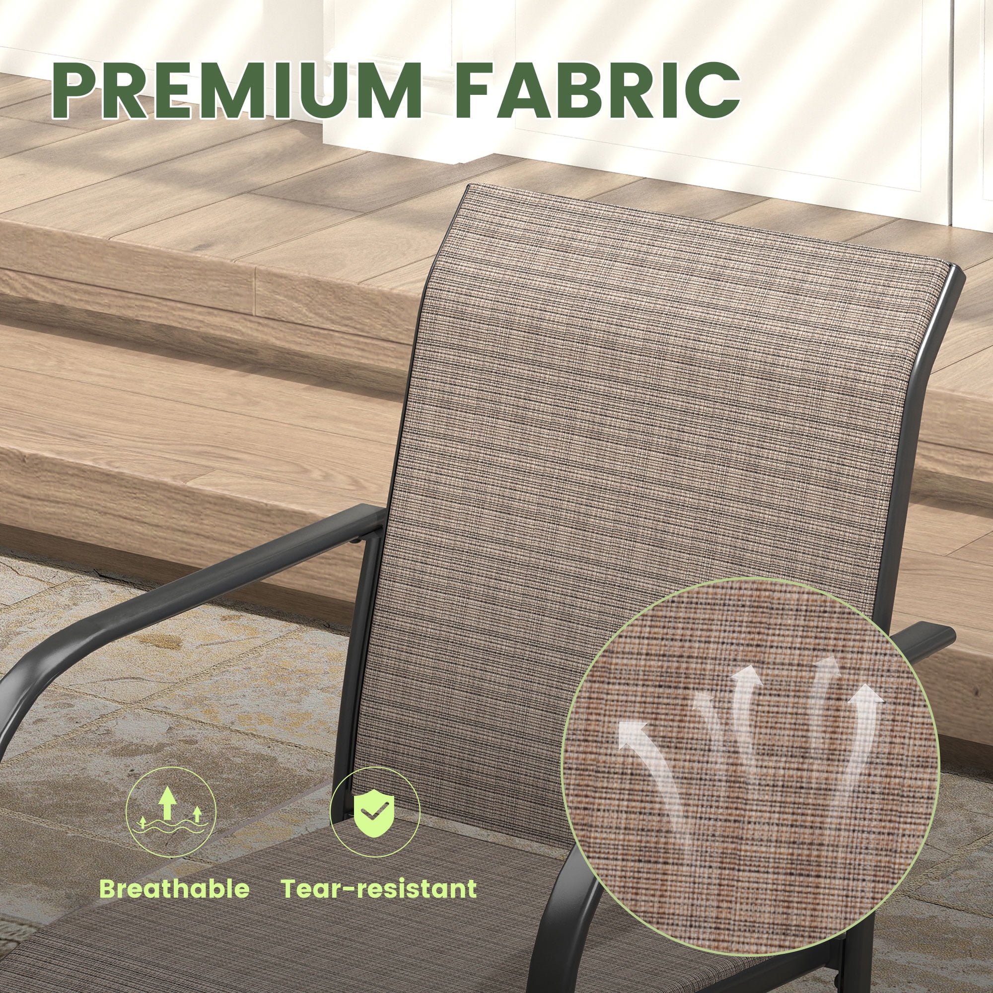 Vicllax Outdoor Dining Chair Patio Chairs Stacking Metal Modern for Deck Garden, Set of 4, Brown