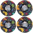 thumbnail image 2 of Shower Caps,DarkBlue Cartoon Dinosaurs Planets Pattern Waterproof Shower Cap for Women 4 Pieces,Double Reusable Hair Cover for Shower PEVA Elastic Stretch Hem, 2 of 7