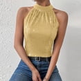 thumbnail image 6 of XFLWAM Sequin Halter Tops for Women Sleeveless Sparkly Shiny Tank Tops Glitter Party Night Club Blouses, 6 of 9