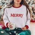 thumbnail image 2 of Cavosen Christmas Womens Pullover Sweaters Crew Neck Long Sleeve Fleece Cute Pullover Stripe Solid Loose Blouses Party Shirt Tops, 2 of 9