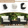 thumbnail image 4 of RELAX4LIFE 3-Piece Patio Furniture Set - Rattan Wicker Chairs w/Cushions, Acacia Wood Storage Coffee Table, Outdoor Conversation Furniture for Porch Balcony, Bistro Table & Chairs Set of 2 (Off White), 4 of 18