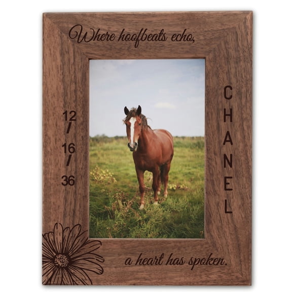 Personalized Horse Picture Frame, Genuine Walnut Horse Photo Frame 4x6, Horse Picture Wall Decor, Horse Memorial Gift, Horse Loss Gifts