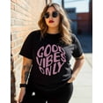 thumbnail image 3 of Women's Graphic T-Shirt Black S Women's Tops Good Vibes Only Crew Neck Short Sleeve Shirts for Women, 3 of 3