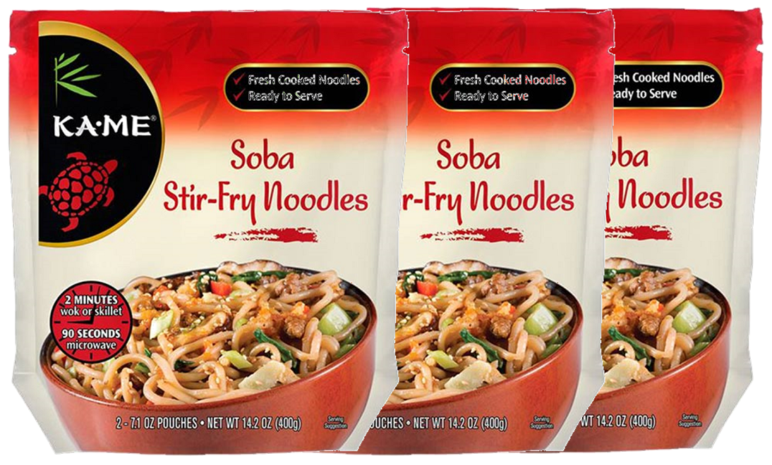 KaMe Soba Stir Fry Fresh Cooked Noodles, 3Pack 14.2 oz. Bags