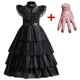 thumbnail image 5 of Disfraz de Cosplay de Adas del miércoles para niñas, vestido gótico negro, elegante vestido de gasa para fiesta de graduación, trajes para niñas, fiesta de carnaval de Halloween para niñas, 5 of 5