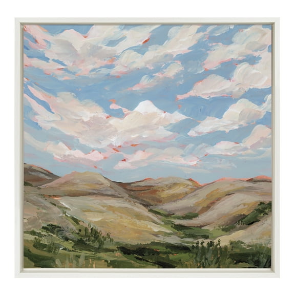 Kate and Laurel Sylvie South Dakota Framed Canvas Wall Art by Emily Kenney, 22x22 White, Contemporary Nature Wall Décor