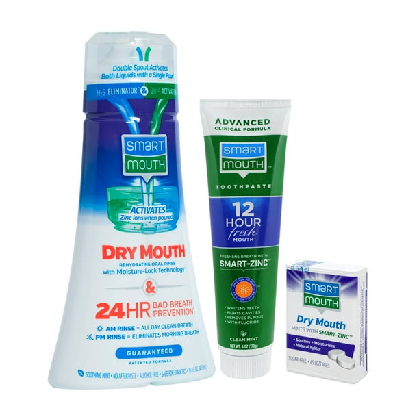 SmartMouth Dry Mouth Oral Rinse, Mints and Toothpaste Bundle Walmart