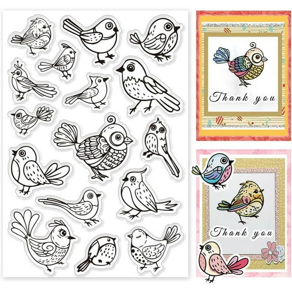 Bird Clear Stamps for DIY Card Making Clear Silicone Stamp Animal Transparent Craft Seal Stamp Cute Bird Rubber Stamp for DIY DIY Scrapbooking Album Journal Notebook Decor Handmade Crafts
