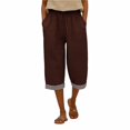 thumbnail image 5 of YOZGXEG Wide Leg Pants Women Women Summer Wide Leg Linen Pants Elastic Waist High Waisted Casual Beach Trousers Brown S-3Xl, 5 of 7