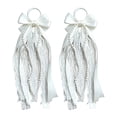 thumbnail image 2 of Tanuke 2 Pcs Long Ribbon Gameday Boot Bow for Cowgirl Martin Boots, 2pcs Glitter Pearl Lace Boot Accessories for Women & Girls, DIY Holiday Wedding Birthday School Supplies Gifts (White), 2 of 9