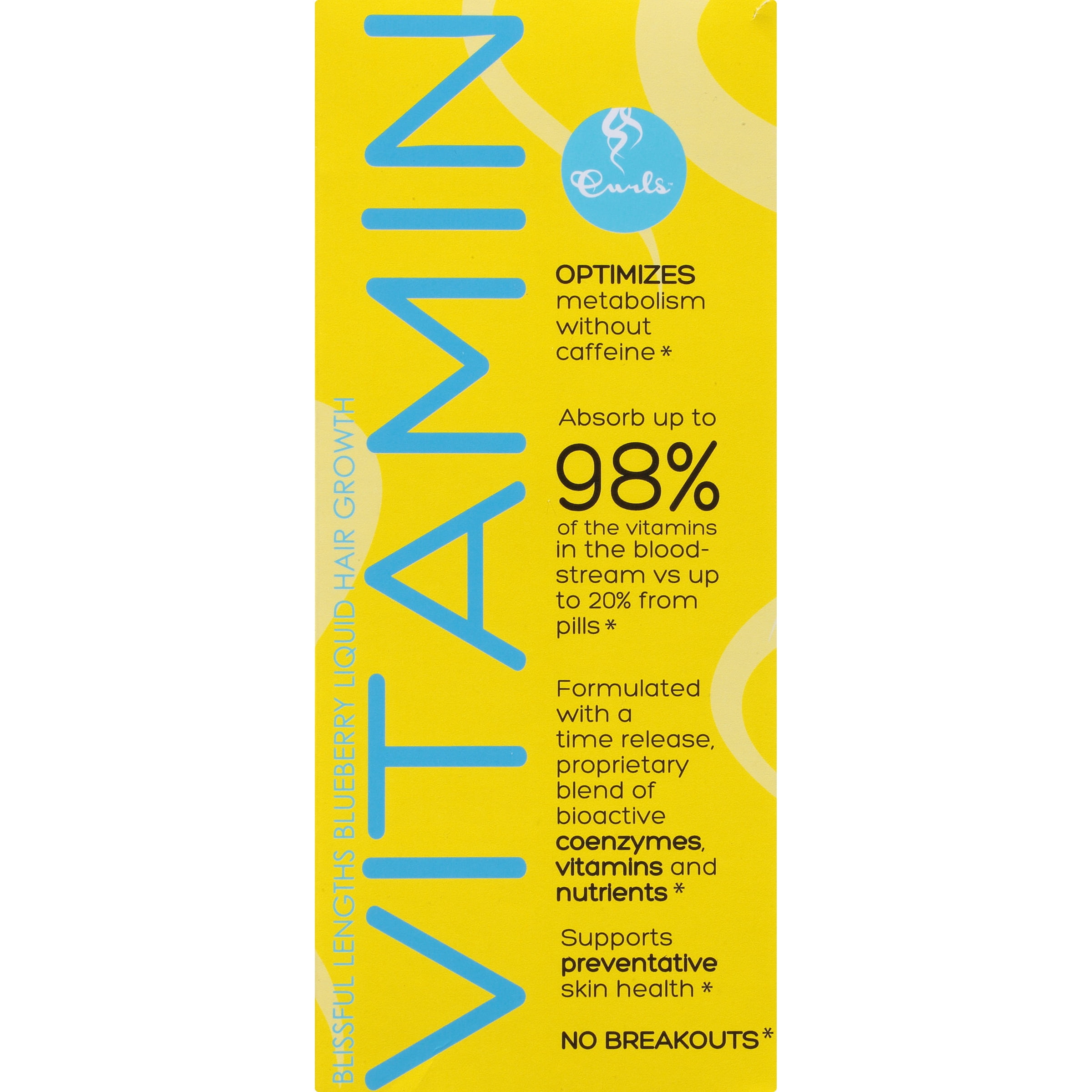 Curls Blissful Lengths Blueberry Liquid Hair Growth Vitamin Dietary Supplement 8 oz. Box