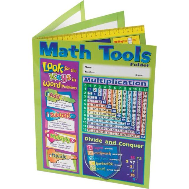Really Good Stuff Dossiers de Ressources Mathématiques Intermédiaires à 4 Poches, 9 1 2 par 12 (Ensemble de 12) «Garder le Travail Organisé » Comprend des Références Mathématiques Visuelles Colorées Plastifié, Double Renforcé