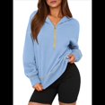 thumbnail image 1 of Sudadera con Capucha de Otoño para Mujer, Sudadera Corta de Larga con Media Cremallera, Jersey de Invierno, Ropa de Moda Azul L, 1 of 10