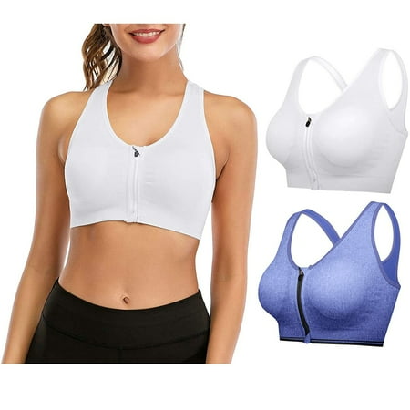 

Dqueduo Sports Bras for Women Women Sports Bra Front Opening Closing Zipper Without Steel Rring Mesh Shoulder Wireless Bra on Clearance