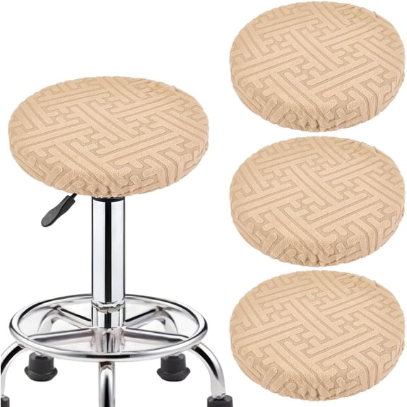 4Pcs Bar Stool Covers Round 12.4 Inch Non Slip Washable Elastic Circle Stool Cushion Slipcover Stretchy Bar Chair Seat Protector