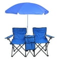 thumbnail image 1 of Folding Chair Foldable Portable Camping Outdoor Beach Lawn Chair with Sunshade Ice Bag for Two People, 1 of 7